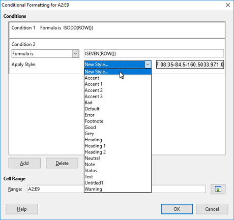 LibreOffice Conditional Formatting