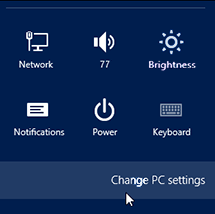 Installing USB device under Windows 8: Change PC Settings