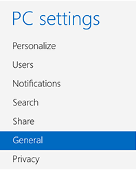 Installing USB device under Windows 8: Changing PC Settings